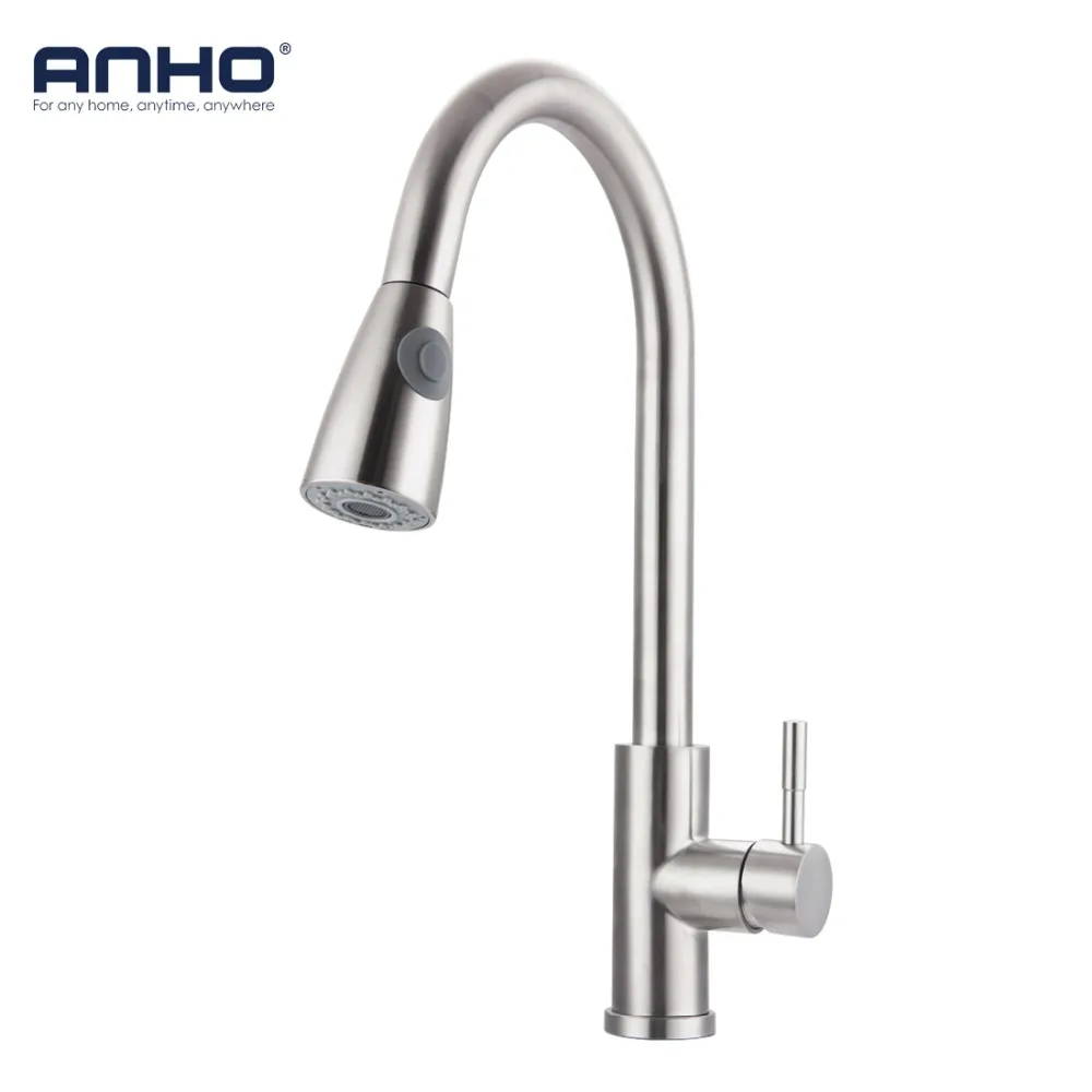 ANHO Kitchen Faucet Pull Out Cold and Hot Sink Faucet 304 Stainless Steel Water Mixer Tap Swivel 360 Degree Two Types Silver
ANHO Kitchen Faucet Pull Out Cold and Hot Sink Faucet 304 Stainless Steel Water Mixer Tap Swivel 360 Degree Two Types Silver