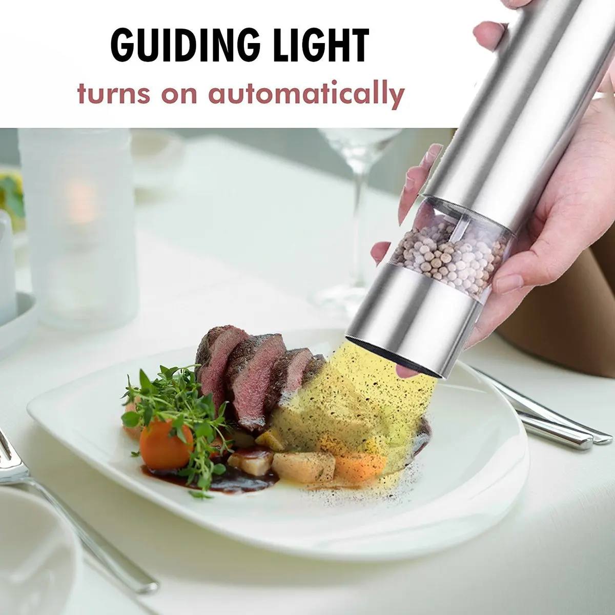 Stainless Steel Electric Salt Pepper Mill Spice Grinder Muller Kitchen Tools Grinding For Cooking Restaurants
Stainless Steel Electric Salt Pepper Mill Spice Grinder Muller Kitchen Tools Grinding For Cooking Restaurants