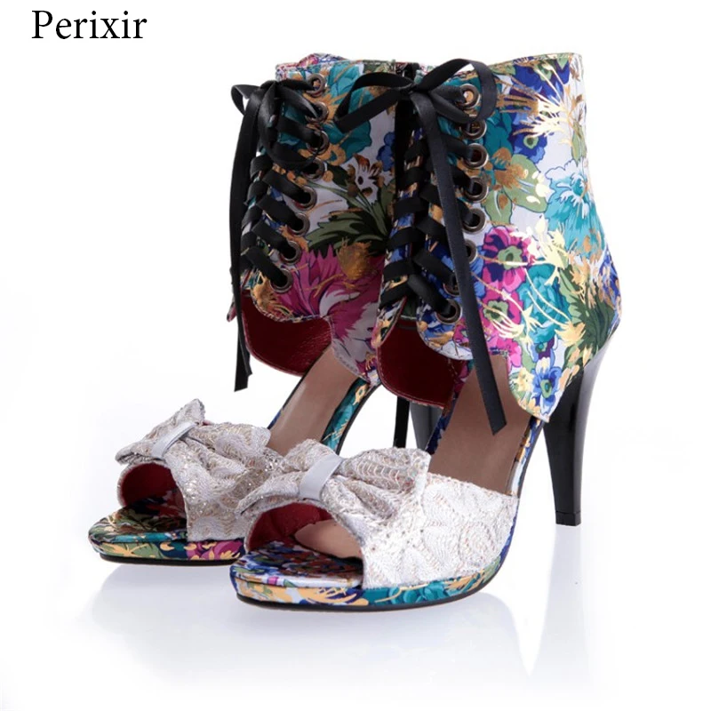 Perixir High Quality Famous Brand Sandals Printed Satin Sandal Lace Bow Summer New Fashion Sexy High heels Gladiator Women Shoes
Perixir High Quality Famous Brand Sandals Printed Satin Sandal Lace Bow Summer New Fashion Sexy High heels Gladiator Women Shoes