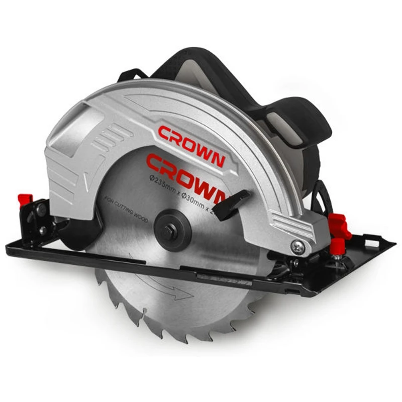 Пила циркулярная CROWN CT15210-235 (Мощность 2000 Вт, диаметр диска 235 мм, скорость вращения 4500 об/мин, макс.глубина пропила 85 мм, угол пропила 0-45°)