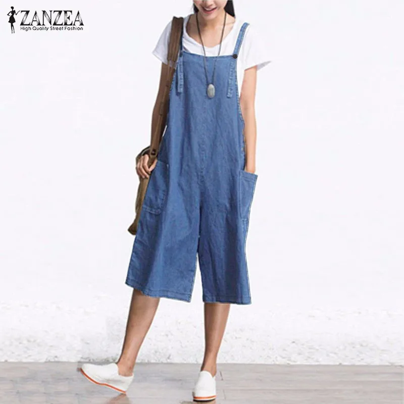 ZANZEA 2019 Sleeveless Adjustable Strap Pockets Button Rompers Calf Length Overalls Womens Wide Leg Retro Jumpsuits 3 Colors
ZANZEA 2019 Sleeveless Adjustable Strap Pockets Button Rompers Calf Length Overalls Womens Wide Leg Retro Jumpsuits 3 Colors