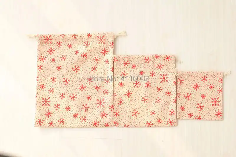 3pcs/set christmas drawstring bag reindeer snowflake storage