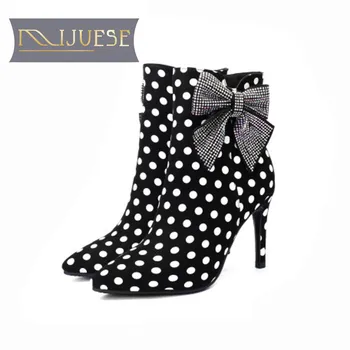 MLJUESE 2019 women ankle boots Kid Suede bow-tied Polka dot winter warm boots high heels women boots party dress size 33-43
MLJUESE 2019 women ankle boots Kid Suede bow-tied Polka dot winter warm boots high heels women boots party dress size 33-43