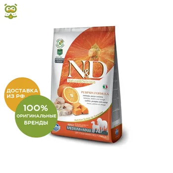 N&D Dog GF Pumpkin Adult Medium & Maxi корм для взрослых собак средних и крупных пород, Сельдь, тыква и апельсин, 12 кг.
N&D Dog GF Pumpkin Adult Medium & Maxi корм для взрослых собак средних и крупных пород, Сельдь, тыква и апельсин, 12 кг.