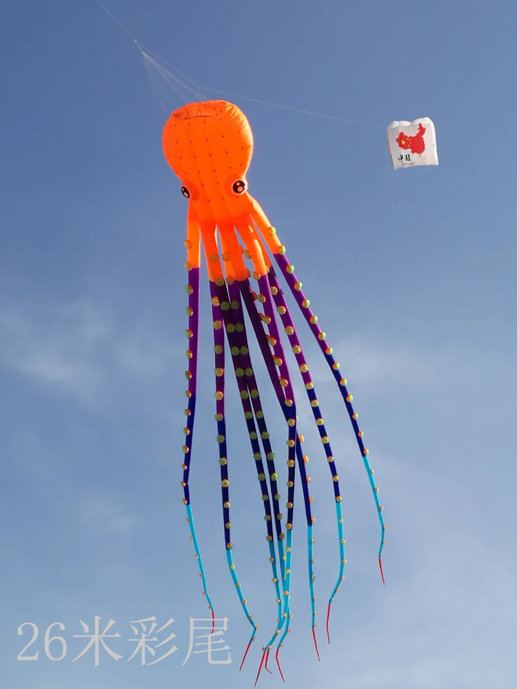 Фото long big soft windsocks nylon kites papalote beach fly fishing line traction aquilone trolls toys lungo large octopus | Игрушки и хобби
