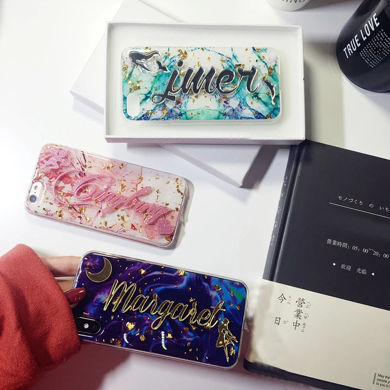 Luxury Unique Custom name letter bling glitter soft marble flake phone case cover for iPhone 6 6s 7 8 plus X XS max XR
Luxury Unique Custom name letter bling glitter soft marble flake phone case cover for iPhone 6 6s 7 8 plus X XS max XR