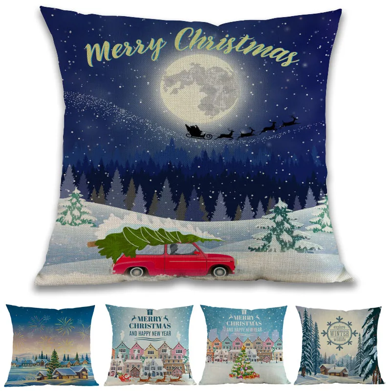 2018 Merry Christmas New Year Winter Forest Snow Christmas Tree House Pattern Pillow Case Sofa Festival Decoration Cushion Cover
2018 Merry Christmas New Year Winter Forest Snow Christmas Tree House Pattern Pillow Case Sofa Festival Decoration Cushion Cover