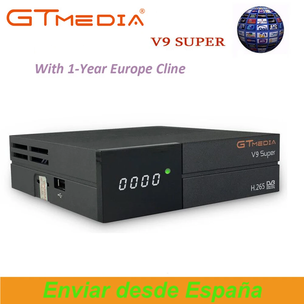 Ship ES GTMedia V9 Super Satellite Receiver DVB-S2 H.265 built-inWIFI+1Year Europe Spain CCcam TV Box Newest version of V8 Super
Ship ES GTMedia V9 Super Satellite Receiver DVB-S2 H.265 built-inWIFI+1Year Europe Spain CCcam TV Box Newest version of V8 Super