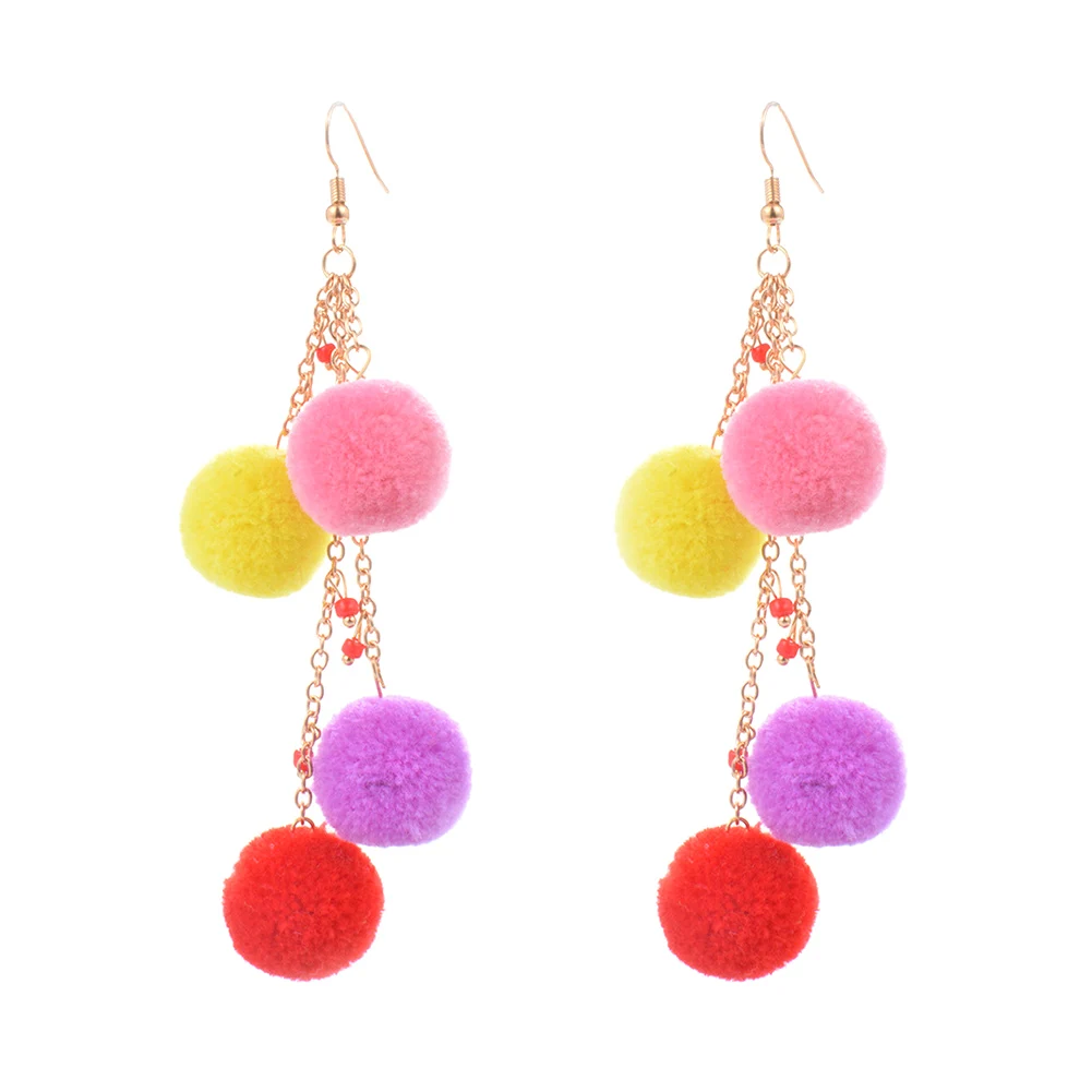 1 Pair Fashion 4 Colors Ball Pendants Long Earrings For Women Bohemia Style Ladies Dangle Earrings Jewelry Pendientes
1 Pair Fashion 4 Colors Ball Pendants Long Earrings For Women Bohemia Style Ladies Dangle Earrings Jewelry Pendientes