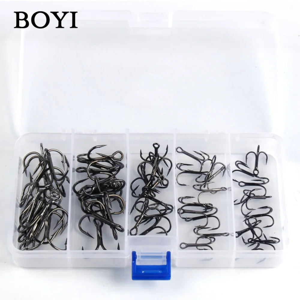 BOYI 50pcs/Set Treble Fishing Hook Set Super Sharp Treble Hooks 2/0# 1# 3# 5# 7# High Quality Fishing Hooks Fishing Tackle
BOYI 50pcs/Set Treble Fishing Hook Set Super Sharp Treble Hooks 2/0# 1# 3# 5# 7# High Quality Fishing Hooks Fishing Tackle