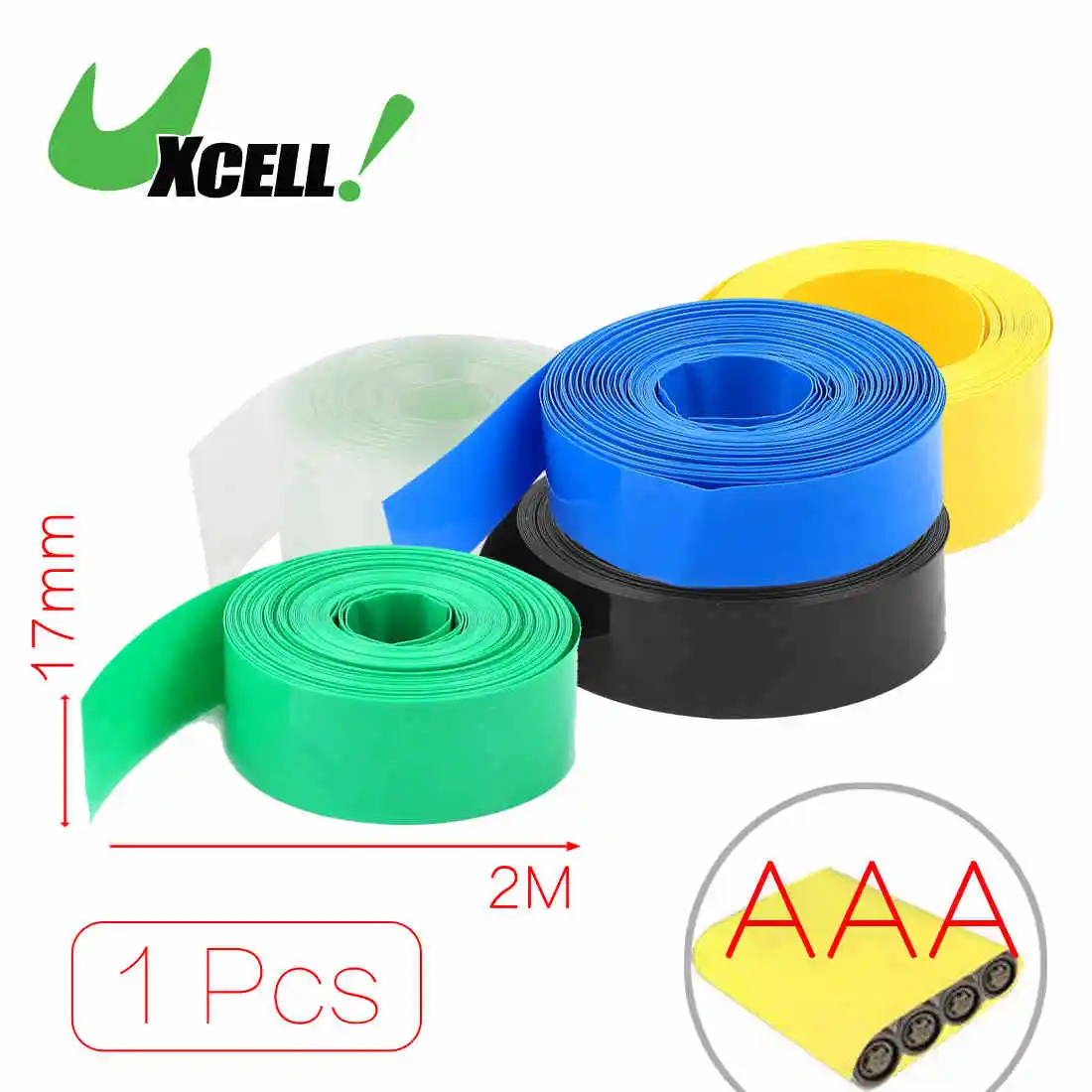 Uxcell 5Pcs/lot 2Meters 17mm Flat Width PVC Heat Shrink Wrap Tube Black Blue Clear Green For 1 X AAA Battery
Uxcell 5Pcs/lot 2Meters 17mm Flat Width PVC Heat Shrink Wrap Tube Black Blue Clear Green For 1 X AAA Battery