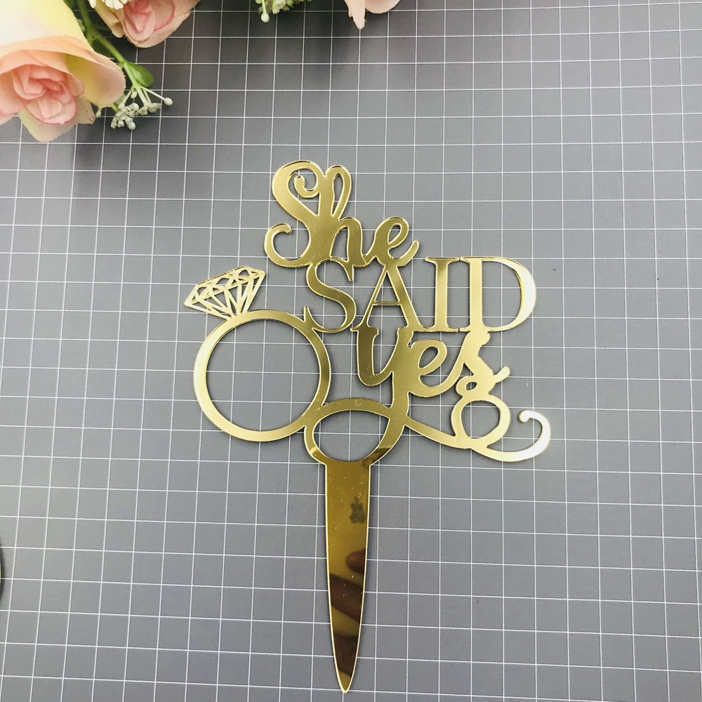She Said Yes Mirror Gold Acrylic Engagement Ring Wedding Cake Topper Silhouette Wedding Decoration Cake topper wedding party
She Said Yes Mirror Gold Acrylic Engagement Ring Wedding Cake Topper Silhouette Wedding Decoration Cake topper wedding party