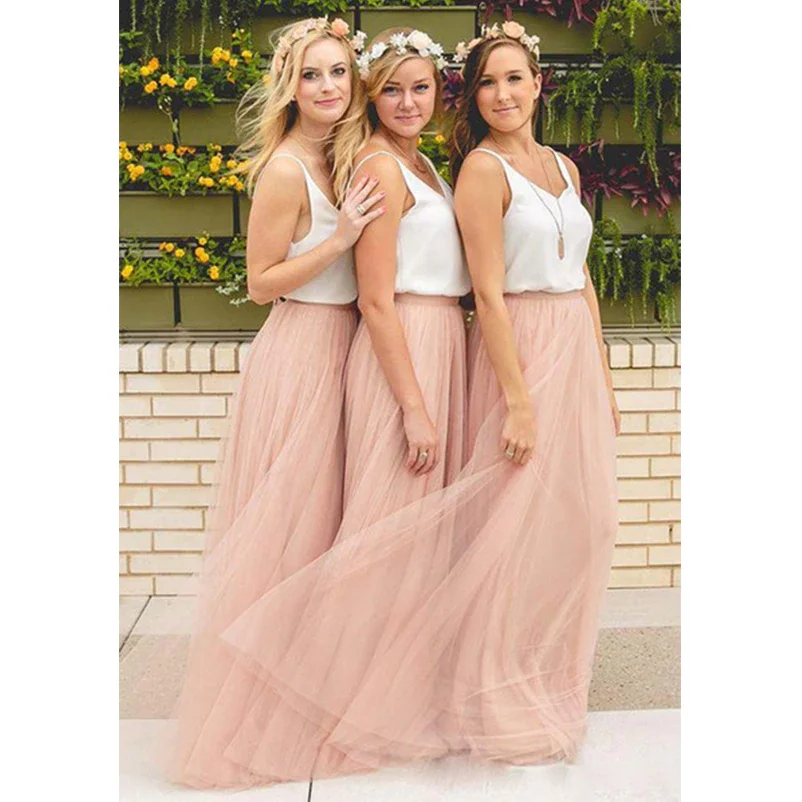 Cheap Two Tones Bridesmaid Dresses Tulle White and Blush Blue Prom Dresses Maxi Skirt Party Gown Wedding Guest Dress
Cheap Two Tones Bridesmaid Dresses Tulle White and Blush Blue Prom Dresses Maxi Skirt Party Gown Wedding Guest Dress