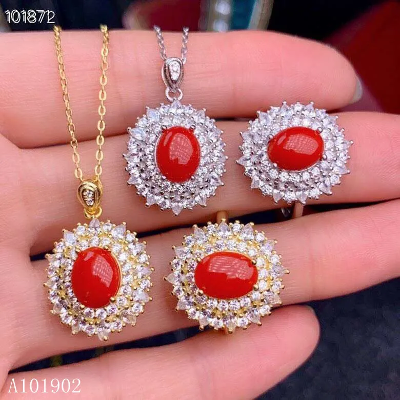 KJJEAXCMY Exquisite Jewelry 925 Silver-inlaid Natural Red Coral Ruby Female Deluxe Ring Pendant Necklace Set Support Detection
KJJEAXCMY Exquisite Jewelry 925 Silver-inlaid Natural Red Coral Ruby Female Deluxe Ring Pendant Necklace Set Support Detection