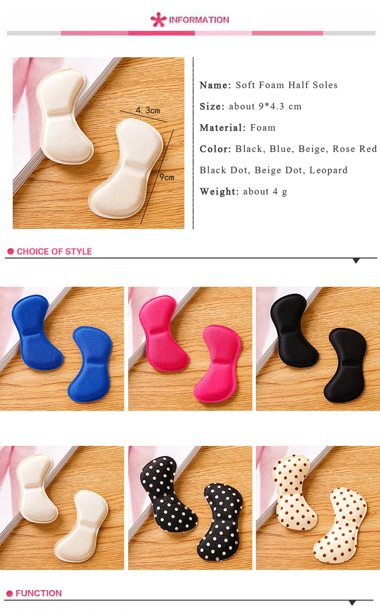 Soft Foam Half Soles Insoles Shoes Back Inserts Heel Liner Cushion Protector Foot Care Shoe Pads Grips Stickers (6)