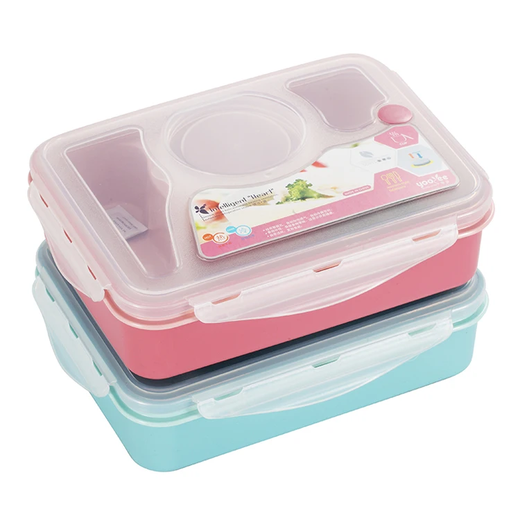 High Quality Plastic Bento Lunch Boxs Students Kids Lunch Boxs with Soup Bowl Portable Food Container Tableware Dinnerware Set (9)