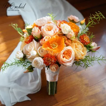 PEORCHID 2019 Elegant Fall Orange Coral Wedding Bouquet Rose Bride Flowers Artificial Colorful Floral Bridal Bouquet Mariage
PEORCHID 2019 Elegant Fall Orange Coral Wedding Bouquet Rose Bride Flowers Artificial Colorful Floral Bridal Bouquet Mariage