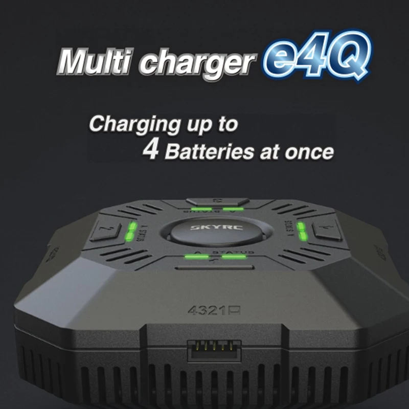 Регулируемый зарядный ток SKYRC e4Q четыре независимых порта со светодиодной