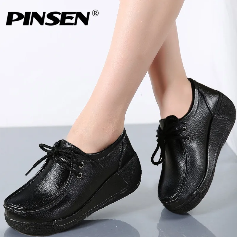 PINSEN Winter Women Genuine Leather Flats platform Shoes Woman Casual Lace up Flats Women's Shoes with Fur creepers Moccasins
PINSEN Winter Women Genuine Leather Flats platform Shoes Woman Casual Lace up Flats Women's Shoes with Fur creepers Moccasins