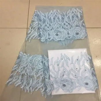 Light blue Popular African Tulle lace fabric with beads Latest beaded mesh lace fabric for elegant dress A575-2
Light blue Popular African Tulle lace fabric with beads Latest beaded mesh lace fabric for elegant dress A575-2