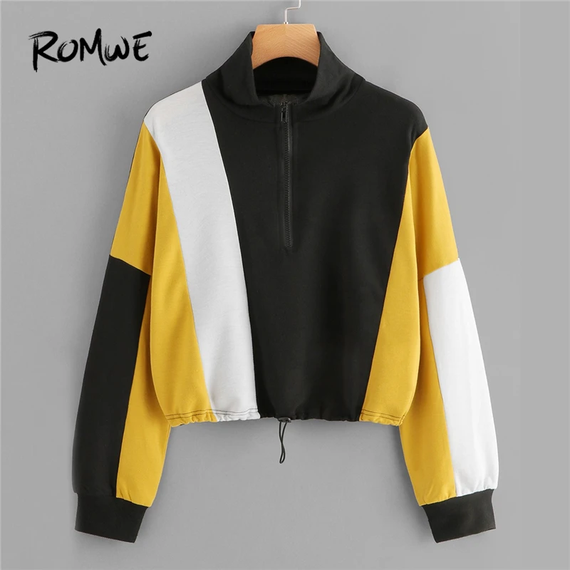 ROMWE Color Block Zip Up Crop Sweatshirt Women Casual Fall Stand Collar Clothing Ladies Multicolor Sporty Long Sleeve Sweatshirt
ROMWE Color Block Zip Up Crop Sweatshirt Women Casual Fall Stand Collar Clothing Ladies Multicolor Sporty Long Sleeve Sweatshirt