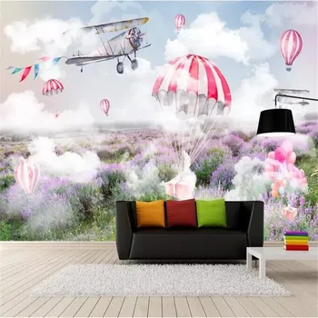 Fresh and simple sky plane parachute lavender mural wall factory wholesale wallpaper mural custom photo wall
Fresh and simple sky plane parachute lavender mural wall factory wholesale wallpaper mural custom photo wall