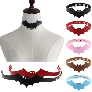 

Sexy Devil Black PU Leather Bat Wing Choker Handmade Nightclub Vampire Collar Clavicle Necklace Halloween Women Gift wholesale