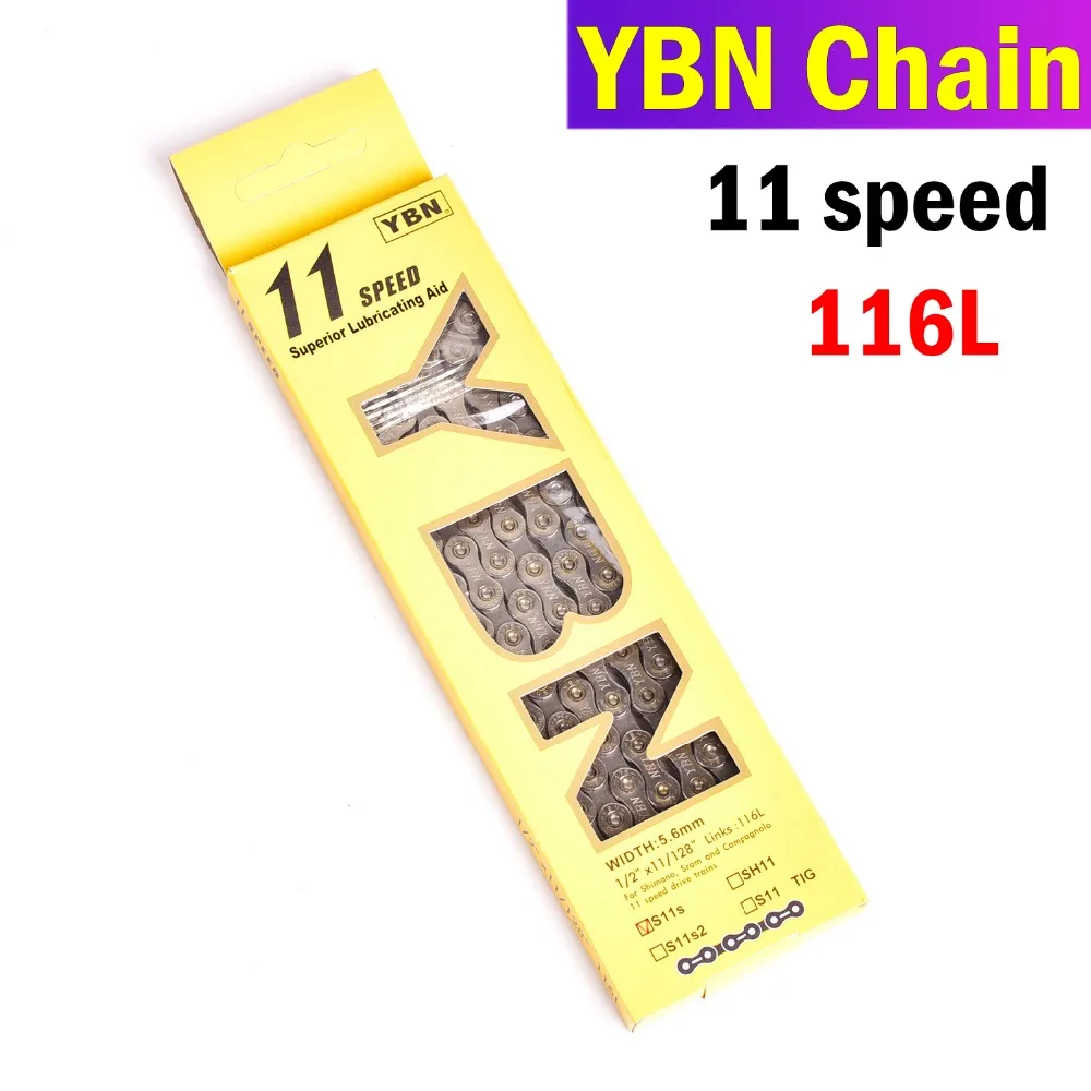

YBN Bike Chains MTB Mountain Road Bike Chians 11 Speed Hollow Bicycle Chain 116 Links Silver S11S with missinglink for M7000 XT