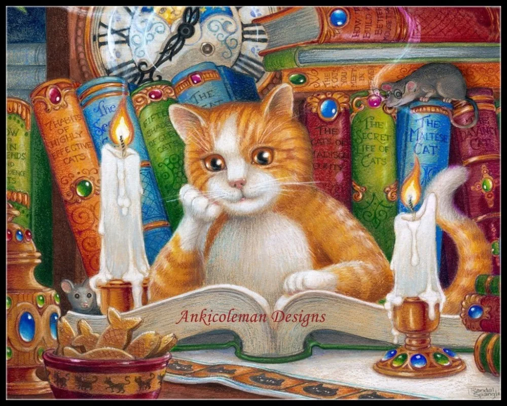 

The Reading Cat - Counted Cross Stitch Kits - DIY Handmade Needlework For Embroidery 14 ct Cross Stitch Sets DMC Color