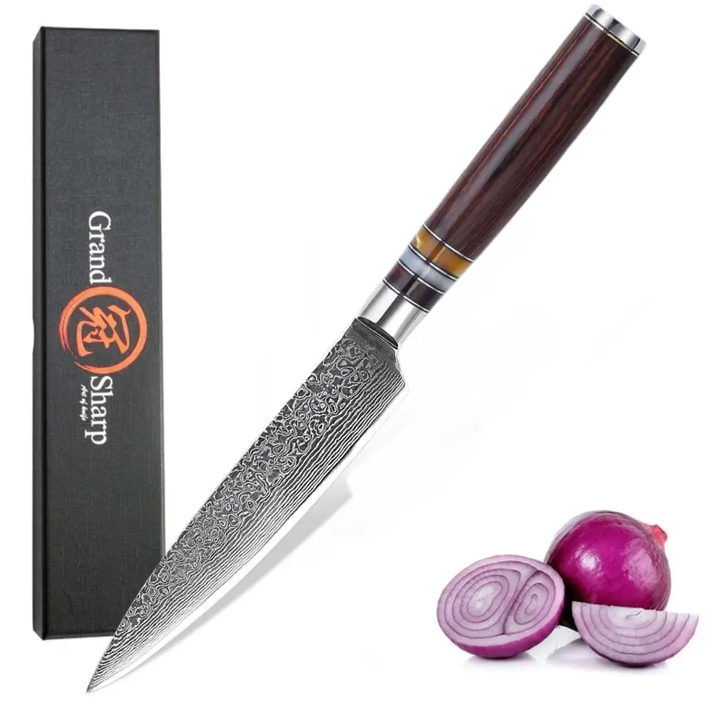 GRANDSHARP 5.3 Inch Utility Knife Damascus Kitchen knife Japanese Knives VG10 Damascus steel BBQ Tools Camping Outdoor Tools NEW
GRANDSHARP 5.3 Inch Utility Knife Damascus Kitchen knife Japanese Knives VG10 Damascus steel BBQ Tools Camping Outdoor Tools NEW