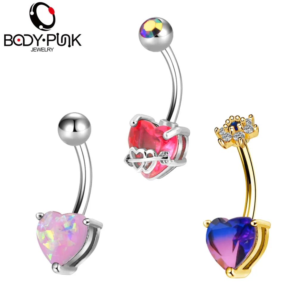 BODY PUNK Heart Belly Button Piercings Navel Rings 14G Stainless Steel Navel Piercing Bar Helix Body Jewelry Ombligo Women
BODY PUNK Heart Belly Button Piercings Navel Rings 14G Stainless Steel Navel Piercing Bar Helix Body Jewelry Ombligo Women
