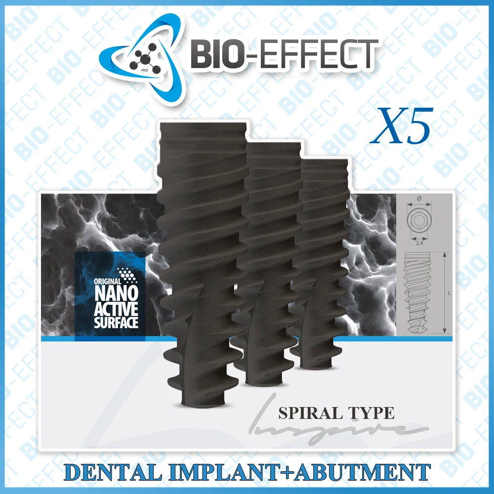 5 Bio-Effect Original Nano Active Dental Implant-Inspire Spiral Type + 5 Straight Regular Abutment(Gift)-For Internal Hex
5 Bio-Effect Original Nano Active Dental Implant-Inspire Spiral Type + 5 Straight Regular Abutment(Gift)-For Internal Hex