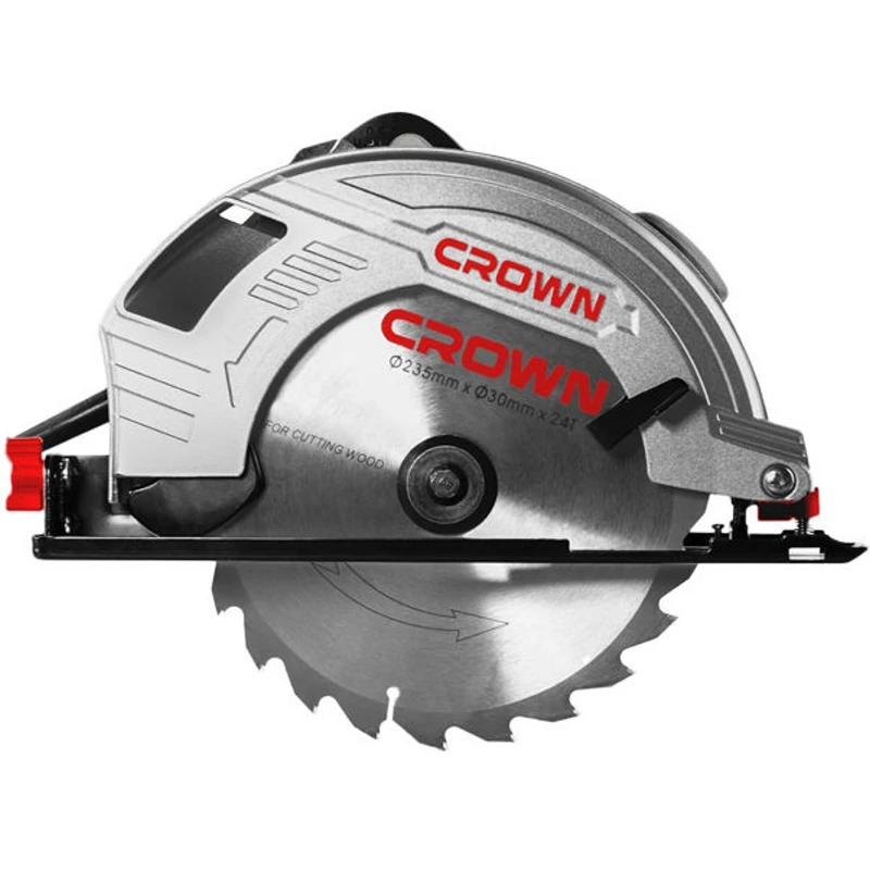 Пила циркулярная CROWN CT15210-235 (Мощность 2000 Вт, диаметр диска 235 мм, скорость вращения 4500 об/мин, макс.глубина пропила 85 мм, угол пропила 0-45°)