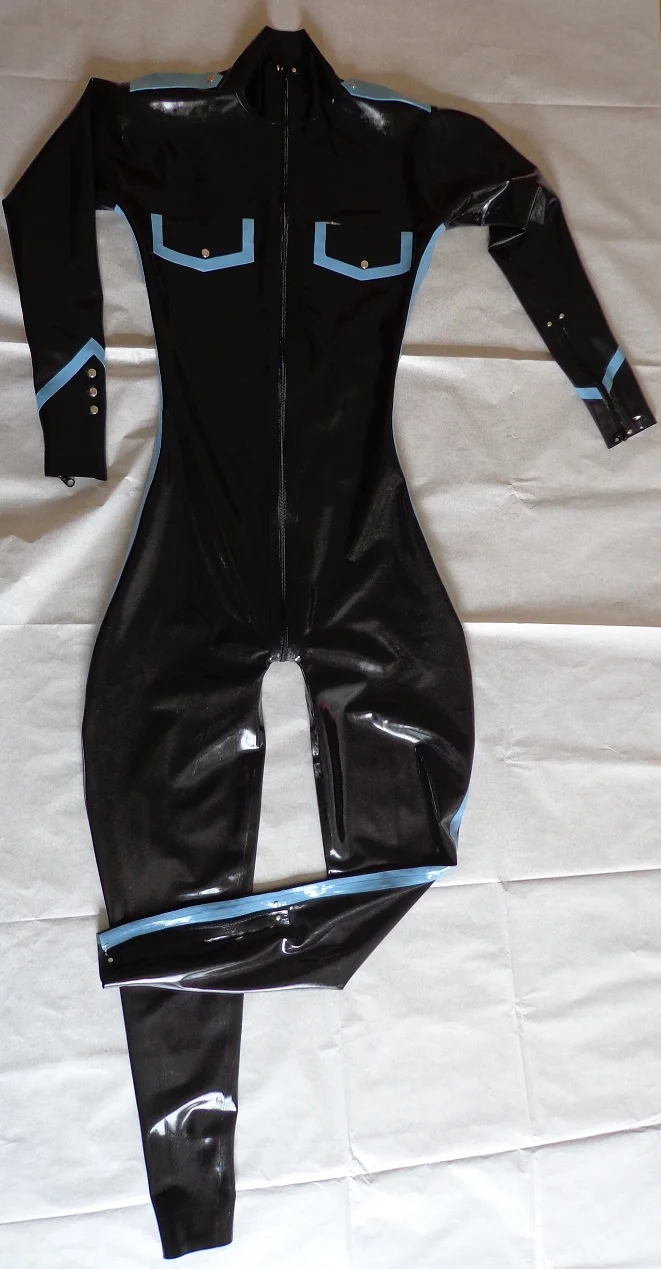 Unisex Black Latex Full body Uniform Design Sexy Latex Tight Jumpsuit Rubber Catsuit Clothing with Crotch Zip
Unisex Black Latex Full body Uniform Design Sexy Latex Tight Jumpsuit Rubber Catsuit Clothing with Crotch Zip