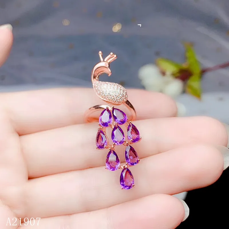 KJJEAXCMY boutique jewelry 925 sterling silver inlaid amethyst female ring new peacock
KJJEAXCMY boutique jewelry 925 sterling silver inlaid amethyst female ring new peacock