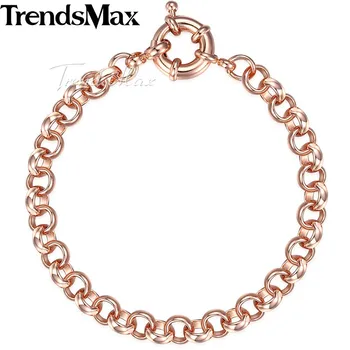 585 Rose Gold Filled Women's Bracelet for Men Rolo Link Chain Sailor Clasp 6mm 18cm 20cm 23cm 25cm GB212
585 Rose Gold Filled Women's Bracelet for Men Rolo Link Chain Sailor Clasp 6mm 18cm 20cm 23cm 25cm GB212