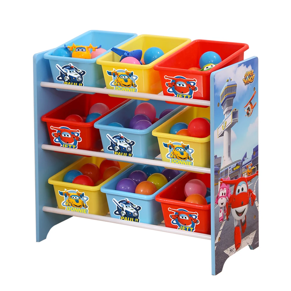 Children Toy shelf with 9 storage box Wood ''Super Wings'' C3DTJ006 | Мебель