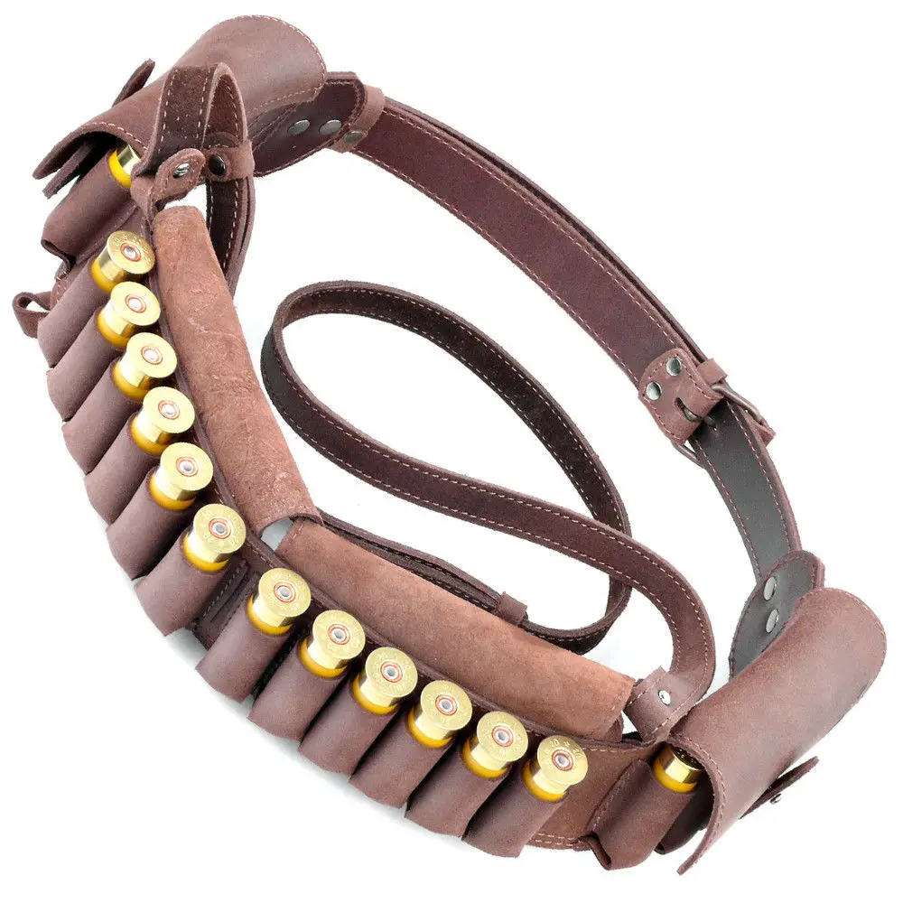 Leather Shotgun Shell Holder Cartridge Ammo Holder for Rifles 12ga