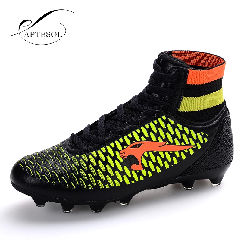 Image High Ankle Mens Kinds Football Shoes Newest Long Spikes Training Soccer Boots Hard wearing Soccer Shoes High Top Soccer Cleats