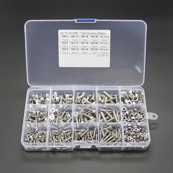 High quality 500pcs M3 M4 M5 A2 SS DIN7991 Flat Socket Head Cap Screw Nut