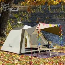 3-4 Person Double Layer Luxury Family Camping Tent Large Awning Tent One Bedrooms Outdoor Camping Tent