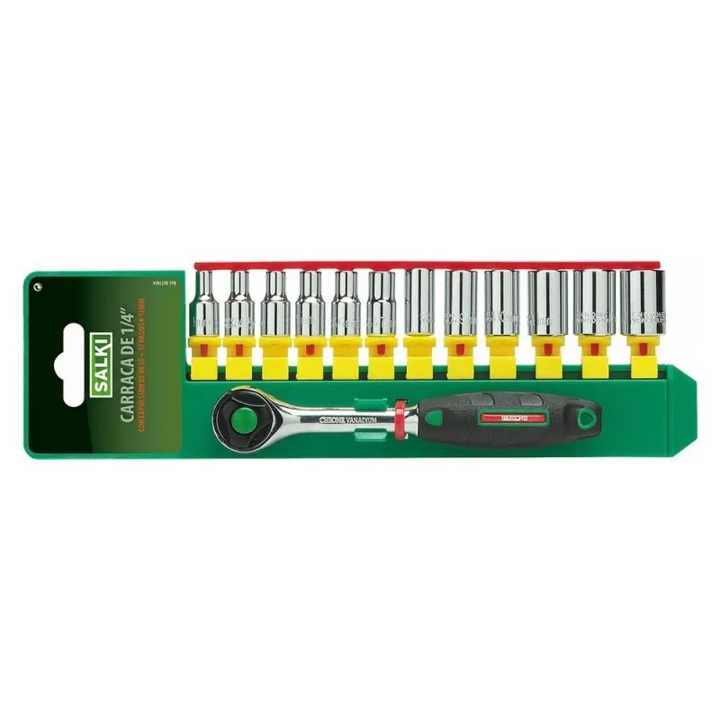 SALKI 8611404 комплект трещоточной рукоятки дополнительные 1/4 дюйма + 12 чашек|Гаечный