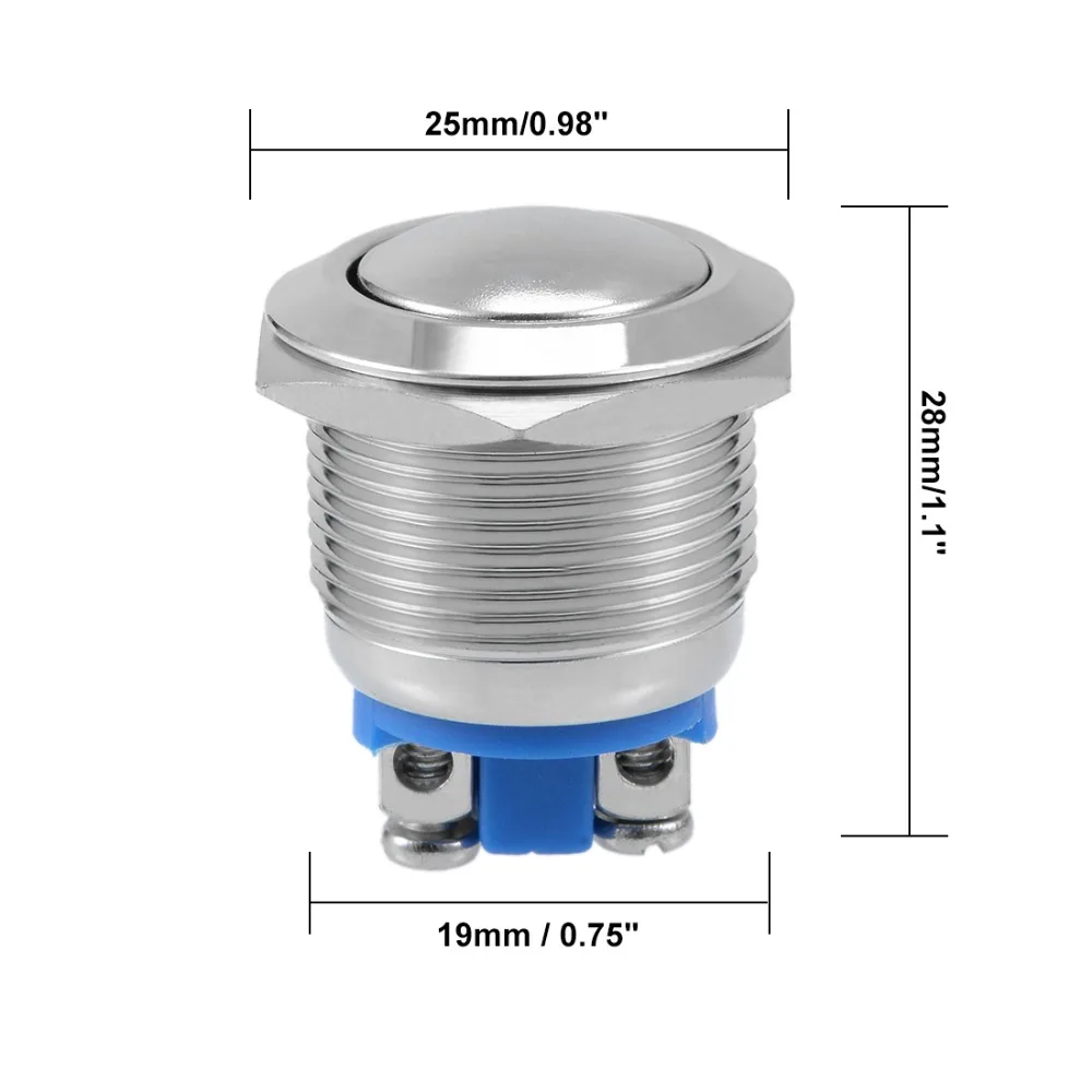 UXCELL Momentary Stainless Steel Push Button Switches 19mm Mounting Diameter 5A 2 Screw Terminals Switch Accessories Supplies
UXCELL Momentary Stainless Steel Push Button Switches 19mm Mounting Diameter 5A 2 Screw Terminals Switch Accessories Supplies