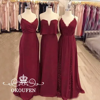 Bohemia Dark Red Chiffon Long Bridesmaid Dresses For Women Spaghetti Trap 3 Styles A Line Maid Of Honor Dress Party Formal
Bohemia Dark Red Chiffon Long Bridesmaid Dresses For Women Spaghetti Trap 3 Styles A Line Maid Of Honor Dress Party Formal