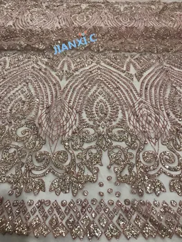 top sale David-118100 beaded french net embroidered lace fabric for party dress with glued glitter
top sale David-118100 beaded french net embroidered lace fabric for party dress with glued glitter