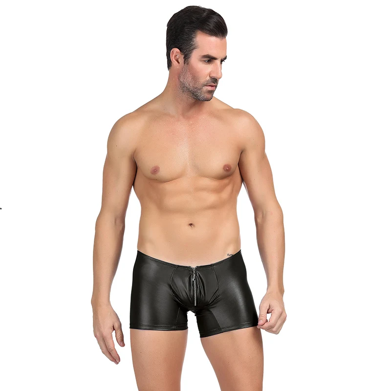 Underpants Men Faux Leather Solid High Waist Long Leg Pouch Boxer Homme S M L XL Sexy Mens Underwear With Zipper MP069
Underpants Men Faux Leather Solid High Waist Long Leg Pouch Boxer Homme S M L XL Sexy Mens Underwear With Zipper MP069
