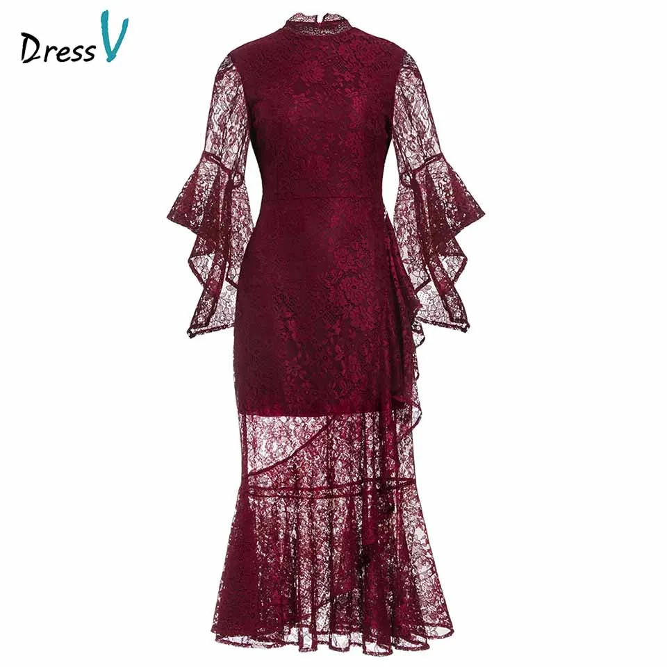 Dressv date red evening dress cheap high neck lace 3/4 sleeves mermaid tea length wedding party formal dress evening dresses
Dressv date red evening dress cheap high neck lace 3/4 sleeves mermaid tea length wedding party formal dress evening dresses