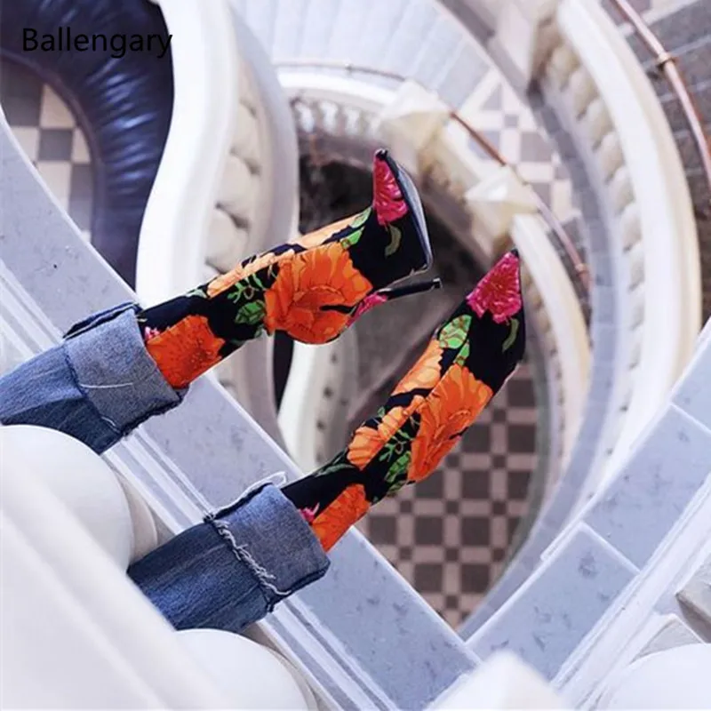 Floral-print Sock Boots Hot Sale Etremely Pointed High Heels Women Ankle Boots Luxury Brand Women Shoes Spandex Boots Big Size
Floral-print Sock Boots Hot Sale Etremely Pointed High Heels Women Ankle Boots Luxury Brand Women Shoes Spandex Boots Big Size
