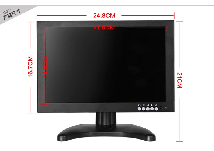 10inch EDP 1920X1200 Monitor with Metal Shell & HDMI VGA AV BNC Connector for PC Multimedia Microscope Industrial Machine Screen_F9