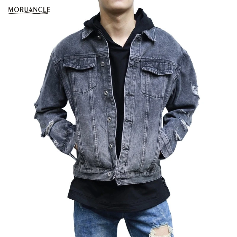 MORUANCLE New Men's Ripped Denim Jackets With Holes Fashion Distressed Jeans Jacket For Male Streetwear Grey Blue Size S-XXXL
MORUANCLE New Men's Ripped Denim Jackets With Holes Fashion Distressed Jeans Jacket For Male Streetwear Grey Blue Size S-XXXL